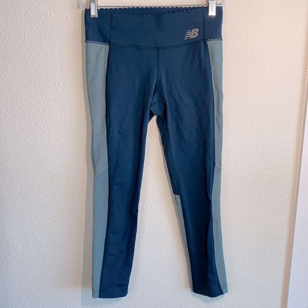 New Balance Scalloped Waist Mesh Panel Leggings Sm